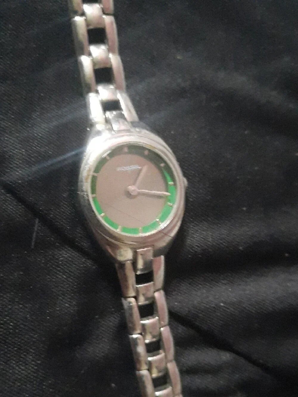 Fossil Silver Bracelet Watch with Green Dial